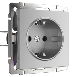 Изображение Розетка с заземлением, безвинтовой зажим (серебряный) W1171306