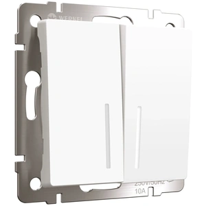 Изображение Выключатель двухклавишный с подсветкой (белый матовый) W1120161