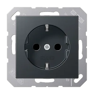 Изображение Розетка с заземлением и шторками 16А 250В A Flow антрацит матовый A1520BFANM Jung