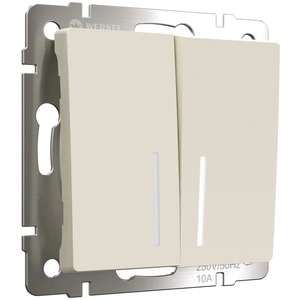 Изображение Выключатель двухклавишный проходной с подсветкой (айвори матовый) W1122162