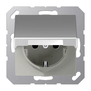 Изображение Розетка с заземлением и крышкой 16А 250В A creation алюминий A1520BFKLAL Jung