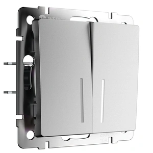 Изображение Выключатель двухклавишный с подсветкой (серебряный матовый) W1120165