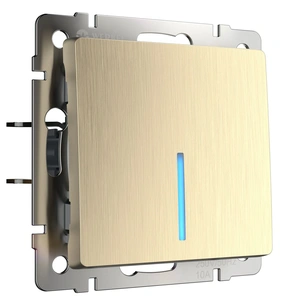 Изображение Выключатель одноклавишный с подсветкой (шампань рифленый) W1110110
