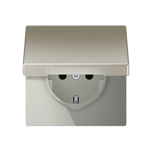 Изображение Розетка с заземлением и крышкой 16А 250В LS 990 сталь ES1520KL Jung