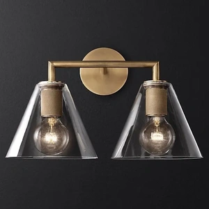 Изображение Бра Rh Utilitaire Funnel Shade Double Sconce Brass By Imperiumloft