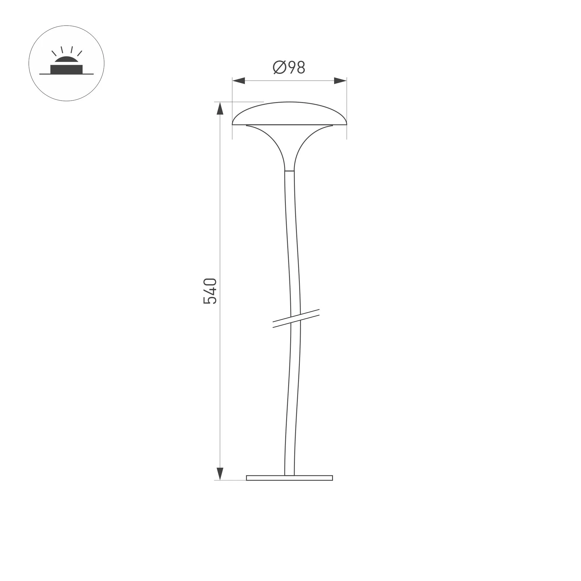 Светильник KT-MUCENA-BOLL-B-H540-4W Warm3000 (WH, 100 deg, 24V) (Arlight, IP65 Металл, 3 года) - Изображение