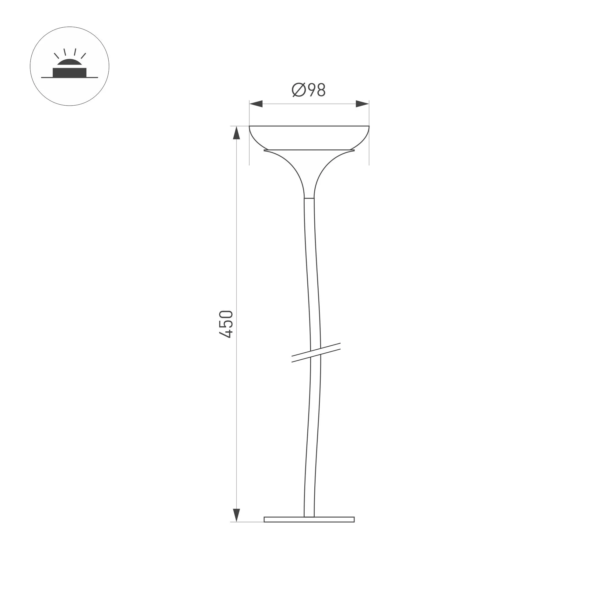 Светильник KT-MUCENA-BOLL-C-H450-2W Warm3000 (WH, 100 deg, 24V) (Arlight, IP65 Металл, 3 года) - Изображение